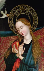 Detalje af Jomfruen fra Bebudelsen, fra Orlier-altertavlen, ca. 1468-70